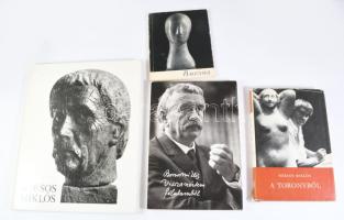 László Gyula: Borsos. A művész, Borsos Miklós (1906-1990) szobrász, éremművész, grafikus által DEDIKÁLT példány. Bp., 1965, Corvina. Borsos Miklós műveivel illusztrált. Kiadói papírkötés. + Borsos Miklós 3 műve:  Visszanéztem félutamból. 1989, Széchenyi Kiadó Kft. Kiadói papírkötés, kissé kopott borítóval.;  A toronyból. Tanulmányok, vallomások. Bp., ,Szépirodalmi. Kiadói egészvászon-kötés, kissé szakadt kiadói papír védőborítóban.;  László Gyula: Borsos Miklós. Bp., 1979, Corvina. Kiadói kartonált papírkötés.;