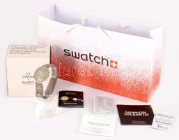 Omega X Swatch - Moonswatch - Mission on Earth férfi kvarc karóra. Újszerű állapotban, elemmel, 2025-ös vásárlás, leírással, díszdobozban.