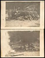 cca 1914-1918 M. kir. gyulai 2. népfölkelő gyalogezred 9. századának csoportképei, 2 db I. világháborús fotólap, a hátoldalon pecséttel jelzett, 9x14 cm