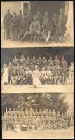 cca 1914-1918 M. kir. nagyváradi 4. népfelkelő parancsnokság III. hadtápzászlóalj csoportképei, 3 db fotólap, az egyik a hátoldalon pecséttel jelzett, 9x14 cm
