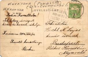 1906 Kovászna, Covasna; látkép, Pokolsár gyógyfürdő, Manya Dávid üzlete. Bogdán F. fényképész / gene...