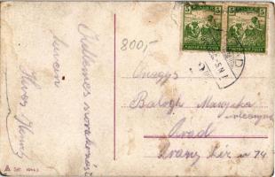 1918 Krampusz üdvözöl / Krampus greeting art postcard with birch. Ser. 16463. litho (r)