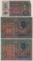 1912-1915. 10K + 20K + 100K (9db) különböző bélyegzésekkel T:VG