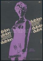 Tréfás Miklós (1940-): Dub-lon női és férfi gyermek fehérnemű, 1969. Divatplakát, villamosplakát, papír, jelzett a plakáton, Tempó Nyomda, apró gyűrődéssel, 23x16,5 cm.