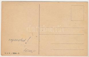 Üdvözlet a Krampusztól / Krampus greeting art postcard, glued on Krampus with children. B.K.W.I. 320...