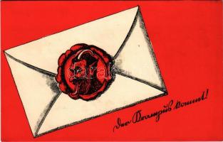 1927 Der Krampus kommt! / Krampusz üdvözlet / Krampus greeting art postcard. C. H. W. VIII/2. 2502-1...