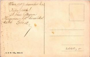 1927 Der Krampus kommt! / Krampusz üdvözlet / Krampus greeting art postcard. C. H. W. VIII/2. 2502-1...