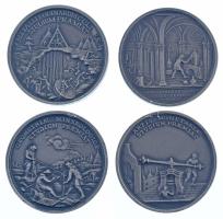 1960-1970 k. "Selmecbányai Bányászati Akadémia tanulmányi éremsorozat" Matthäus Donner emlékérméinek utánveretei, ezüstpatinázott bronz 4db-os jutalomérem sorozat díszdobozban (45mm) T:AU / Hungary ~1960-1970 "Banská Stiavnica Academic Study Medal Series" restrikes of Matthäus Donner medals, silver paitnated bronze commemorative medal set in case (45mm) C:AU