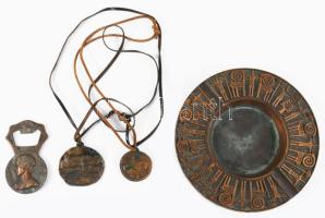 Iparművész tálka, sörnyitó és 2 darab medál