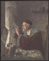 2 db régi fametszetekről készült színes reprodukció (Richard Bong és Richard Brend'amour grafikái), 27x21,5 cm