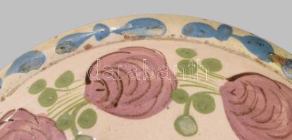 Tál. Alföld, cca 1900, kis mázhibákkal, d: 18,5 cm