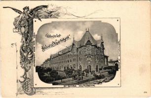 Hódmezővásárhely, Református főgimnázium, építkezés. Plohn J. műterméből, Reisz bazár kiadása. Art N...