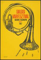 Muray Róbert (1931-2009): Siklósi Várfesztivál, Baranyai Vasárnapok, 1967. Villamosplakát, papír, jelzett a plakáton, Offset Nyomda, 24x16,5 cm.
