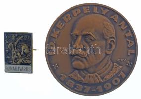 Csucs Viktória (1934-1993) 1972. "Id. Kerpely Antal / A NME Vaskohászattani Tanszék - 1872-1972" bronz emlékérem eredeti tokban, tanúsítvánnyal, műgyantás "Dunaújváros" jelvénnyel és tanúsítvánnyal (50mm) T:AU