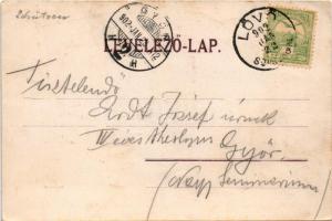 1902 Lövő (Sopron), Templom, Iskola, Csendőrlaktanya, Madarász Pál üzlete. Henri Slovak kiadása. Art...