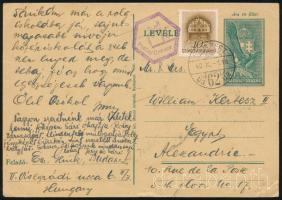 1940 Levelezőlap Egyiptomba cenzúrabélyegzéssel / Censored postcard from Budapest to Egypt