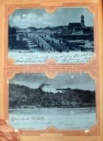 Album für illustrierte Postkarten. 132 db RÉGI külföldi és magyar város képeslap (főleg 1905 előtti)...