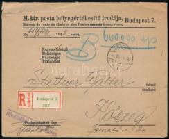1946 (27. díjszabás) Ajánlott levél Budapestről Kőszegre 600.000 AP kézi bérmentesítéssel / Register...