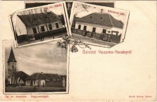 1903 Veszprémvarsány, Evangélikus templom és iskola, Körorvos lak, Nagyvendéglő. Kertay László kiadá...