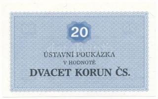 Csehszlovákia 1986. 20K (börtönpénz) vízjeles papíron T:AU Czechslovakia 1986. 20 Korun (prison money) on watermarked paper C:AU