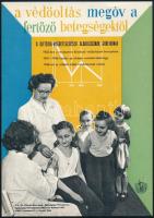 1961 "A védőoltás megóv a fertőző betegségektől", villamosplakát, papír, jelzés nélkül, Athenaeum, 23,5x16,5 cm.