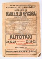 1943 A budapesti egységes hálózat (Budapest és környéke) betűrendes távbeszélő névsora és távbeszélő...