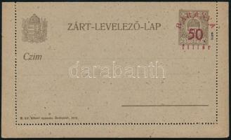 Baranya 1919 Felülnyomott használatlan díjjegyes zárt levelezőlap / Overprinted PS-cover card, unuse...