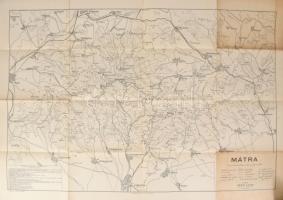 1948 A Mátra térképe, tervezte: Szegő István, Bp., Kókai Lajos kiadása, rajta túraútvonalakkal, kisebb lapszéli szakadással, 59,5x85 cm