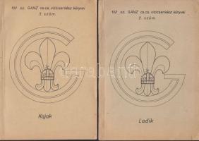 cca 1940 102. számú Ganz Cserkészcsapat Vízicserkész könyvei, 2. és 3. szám (Kajak és Ladik)
