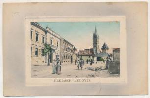 1912 Medgyes, Mediasch, Medias; utcakép, R. Caspari üzlete, templom. Fritz Guggenberger kiadása / st...