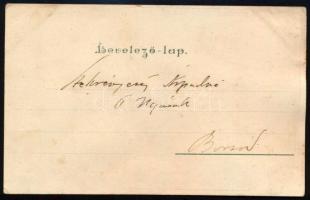 1900 Szekrényesi Árpád borsod vármegyei tisztviselő kézzel írt képeslapja
