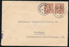 1940 Cenzúrázott levél / Censored cover with pair "GÖTEBORG" - Nürnberg