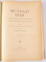 1885-1886 Művészi ipar. I. évf. 1885/1886. Az Országos Magyar Iparművészeti Múzeum és a Magyar Iparművészeti Társulat közlönye. Szerk.: Pasteiner Gyula. Bp., Magyar Iparművészeti Társulat, VII+1+434+2 p. + XVII (Egészoldalas képtáblák, közte 9 színes táblával) t. Gazdag szövegközti és egészoldalas fekete-fehér képanyaggal illusztrált. Átkötött félbőr-kötés, kopott borítóval, kissé foltos lapokkal, a hátsó szennylapon sérüléssel.