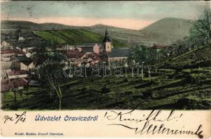 1902 Oravicabánya, Oravica, Oravicza, Oravita; látkép. Kaden József kiadása / general view + "O...