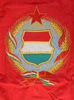 cca 1957-1989 Honvéd Folyami Flottilla díszlobogó, hímzett Kádár-címerrel, 58x77 cm