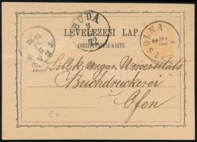 1872 2kr díjjegyes levelezőlap / PS-card "ZSOLNA"