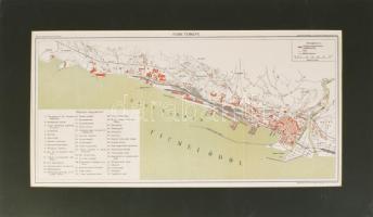 cca 1900 Fiume térképe, 1:11.520, In: Magyarország vármegyéi és városai, Bp.,"Apollo", (Bp., Kogutowicz és Társa Magyar Földrajzi Intézete-ny.), paszpartuban, 22x45 cm, teljes: 34x56 cm