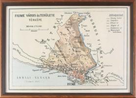 Fiume város és területe térképe, 1:75.000, modern nyomtatvány, üvegezett fakeretben, 22x31 cm