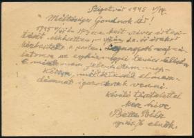1945 (1. díjszabás) Levelezőlap 3 bélyeggel / Postcard with 3 stamps "SZIGETVÁR" - Kaposvá...