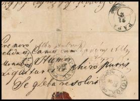 ~1840 Portós levél / Unpaid cover "PÁPA" + "ALBA" + "LEPSÉNY" + "...