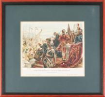 cca 1900 Fiume visszacsatolása a Magyar Szent Koronához, Dudits Andor munkájának reprodukciója, In: Magyar Nemzet Története, [Bp.], Athenaeum-ny., üvegezett fakeretben, 26x29 cm