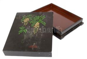 Lakkdoboz. Észak Korea, Phenjan XX. sz. közepe. 26x33 cm Kis kopással