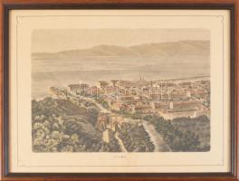 Fiume látképe, üvegezett fakeretben, 26x34 cm