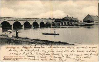 1902 Hortobágy, Hortobágyi kilenclyukú híd. Pongrácz Géza kiadása. Kiss Ferenc eredeti fényképe után + "19. SZ." vasúti mozgóposta bélyegző (fl)