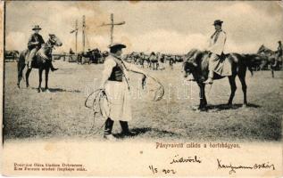 1902 Hortobágy, pányavető csikós. Pongrácz Géza kiadása, Kiss Ferenc eredeti fényképe után (fl)