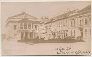 1898 Sopron, Színház tér, Színház kávéház. Keményhátú fotó képeslap (vágott / cut)