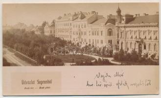 1898 Sopron, Deák tér. Keményhátú fotó képeslap (vágott / cut)