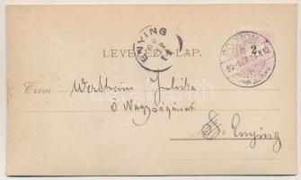 1898 Sopron, Deák tér. Keményhátú fotó képeslap (vágott / cut)