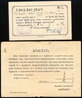 ca 1944 Balatoni Szövetség körlevél és tagsági jegy