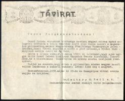 1938 Székesfehérvár vitézzé avatás ünnepélyes távirat